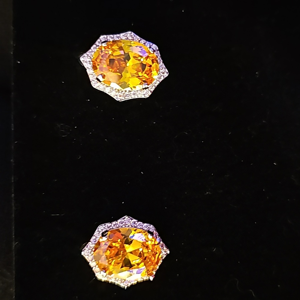 💜 Silvertone citrine earrings